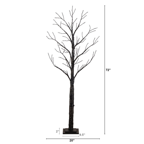 6'  Pre-Lit Artificial Halloween Twig Tree with 480 Orange & Purple LED Lights