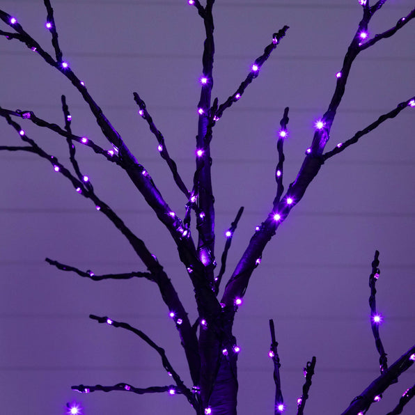 6' Pre-Lit Artificial Halloween Twig Tree with 480 Orange & Purple LED Lights