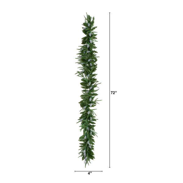 6' Pre-Lit Artificial Luxembourg Pine Christmas Garland with 35 Multicolored Traditional Bulb LED Lights
