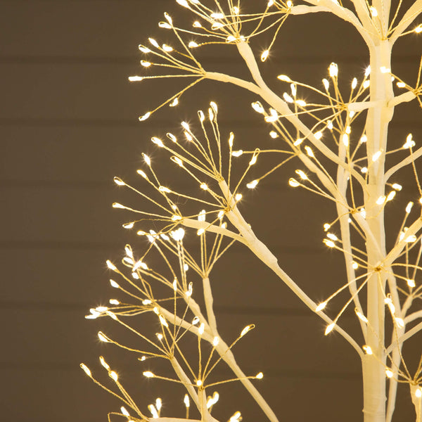 6' Pre-Lit Artificial White Starburst Tree with 1680 Fairy Warm White LED Lights
