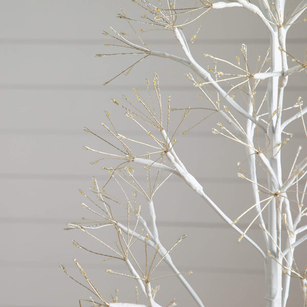 6' Pre-Lit Artificial White Starburst Tree with 1680 Fairy Warm White LED Lights
