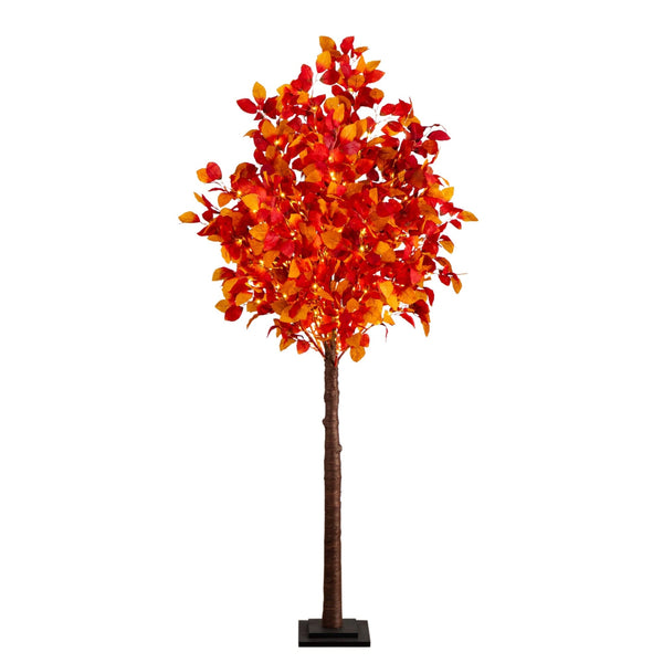 6' Pre-Lit Autumn Artificial Fall Tree with 300 Warm White LED Lights