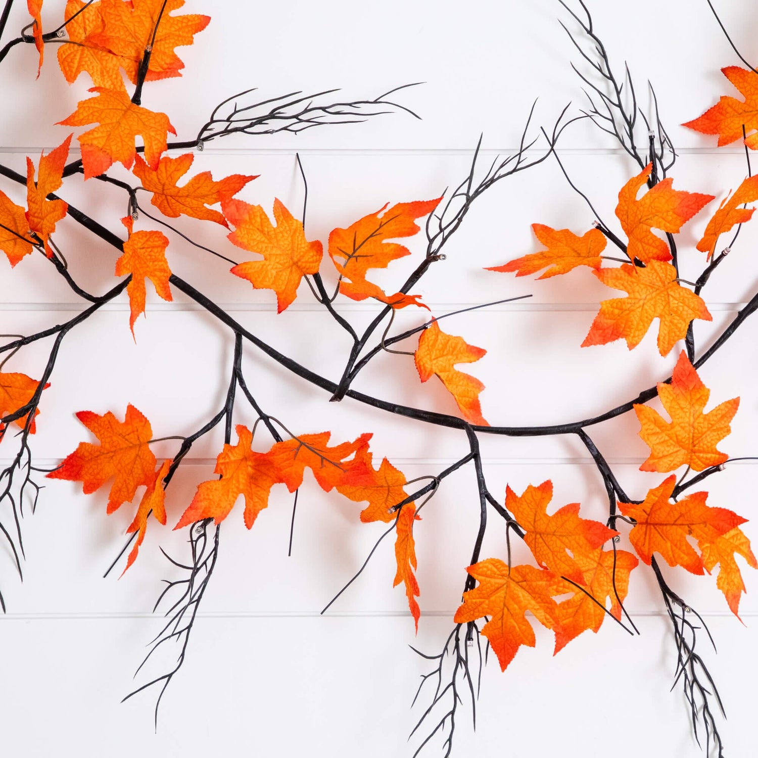 6' Pre-Lit Autumn Maple Artificial Fall Garland with 54 Warm White LED Lights