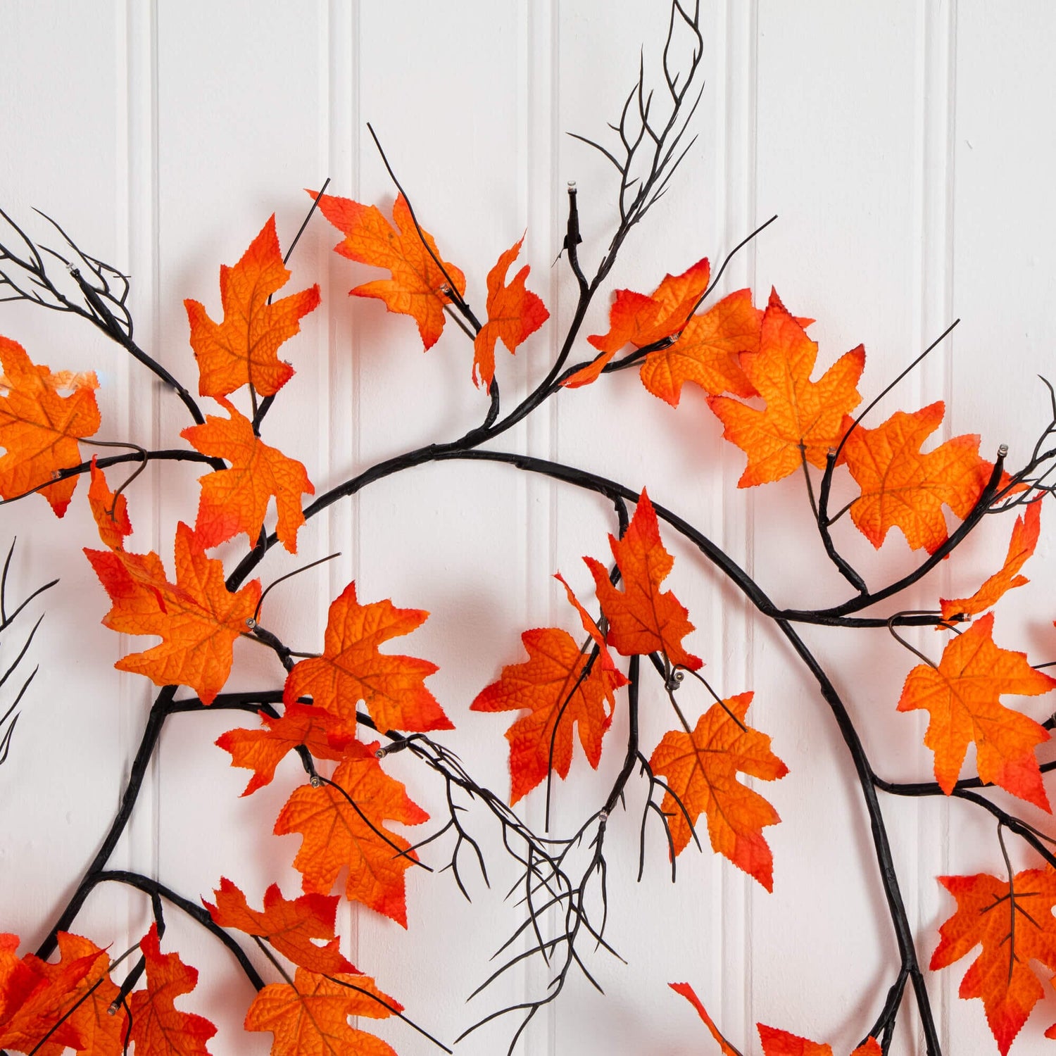 6' Pre-Lit Autumn Maple Artificial Fall Garland with 54 Warm White LED Lights