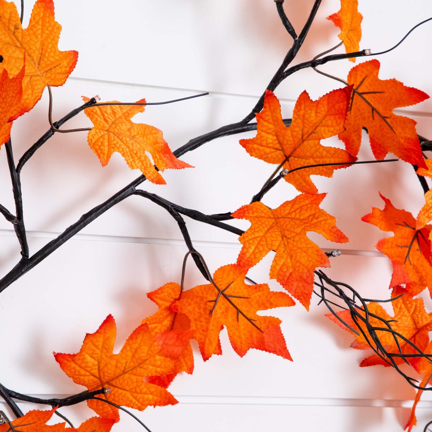 6' Pre-Lit Autumn Maple Artificial Fall Garland with 54 Warm White LED Lights