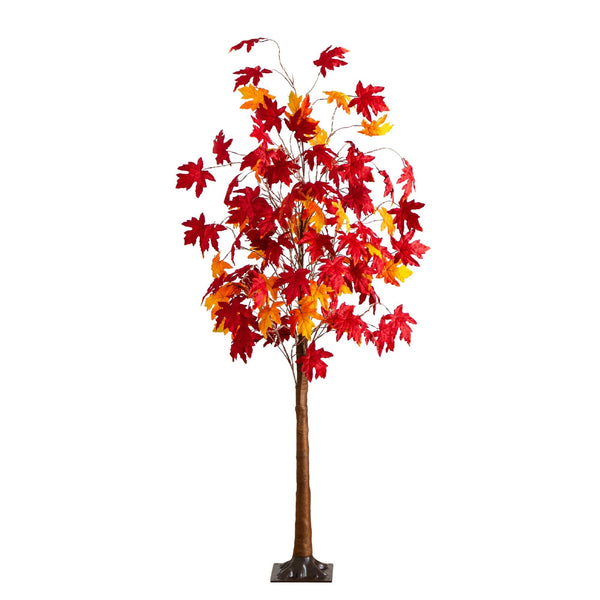 6' Pre-Lit Autumn Weeping Maple Artificial Fall Tree with 300 Warm White LED Lights