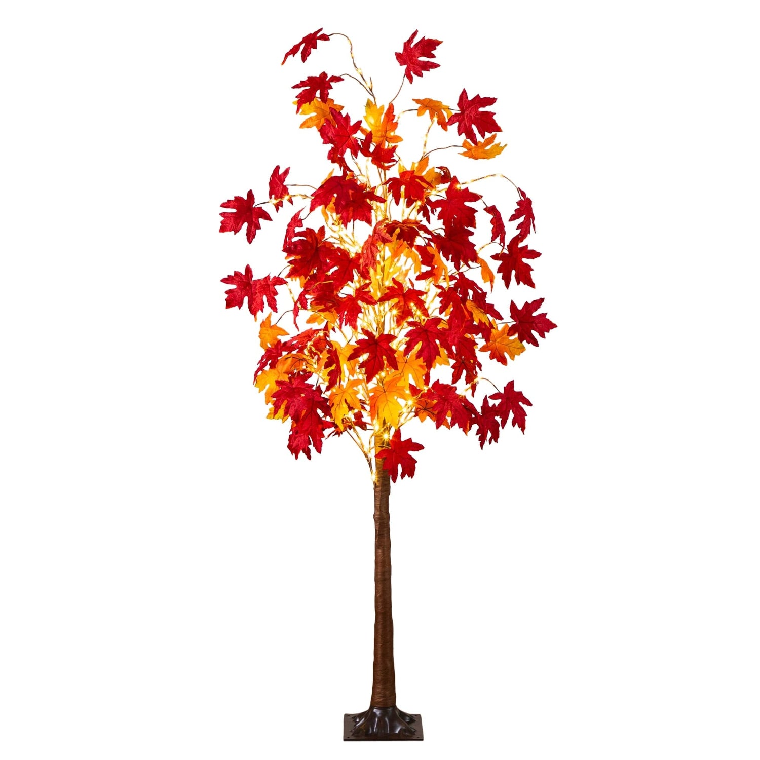 6' Pre-Lit Autumn Weeping Maple Artificial Fall Tree with 300 Warm White LED Lights