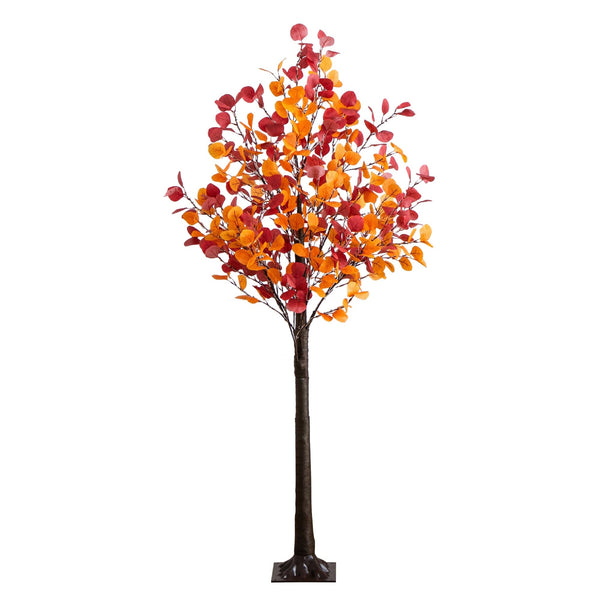 6' Pre-Lit Bright Autumn Eucalyptus Artificial Fall Tree with 420 Warm White LED Lights