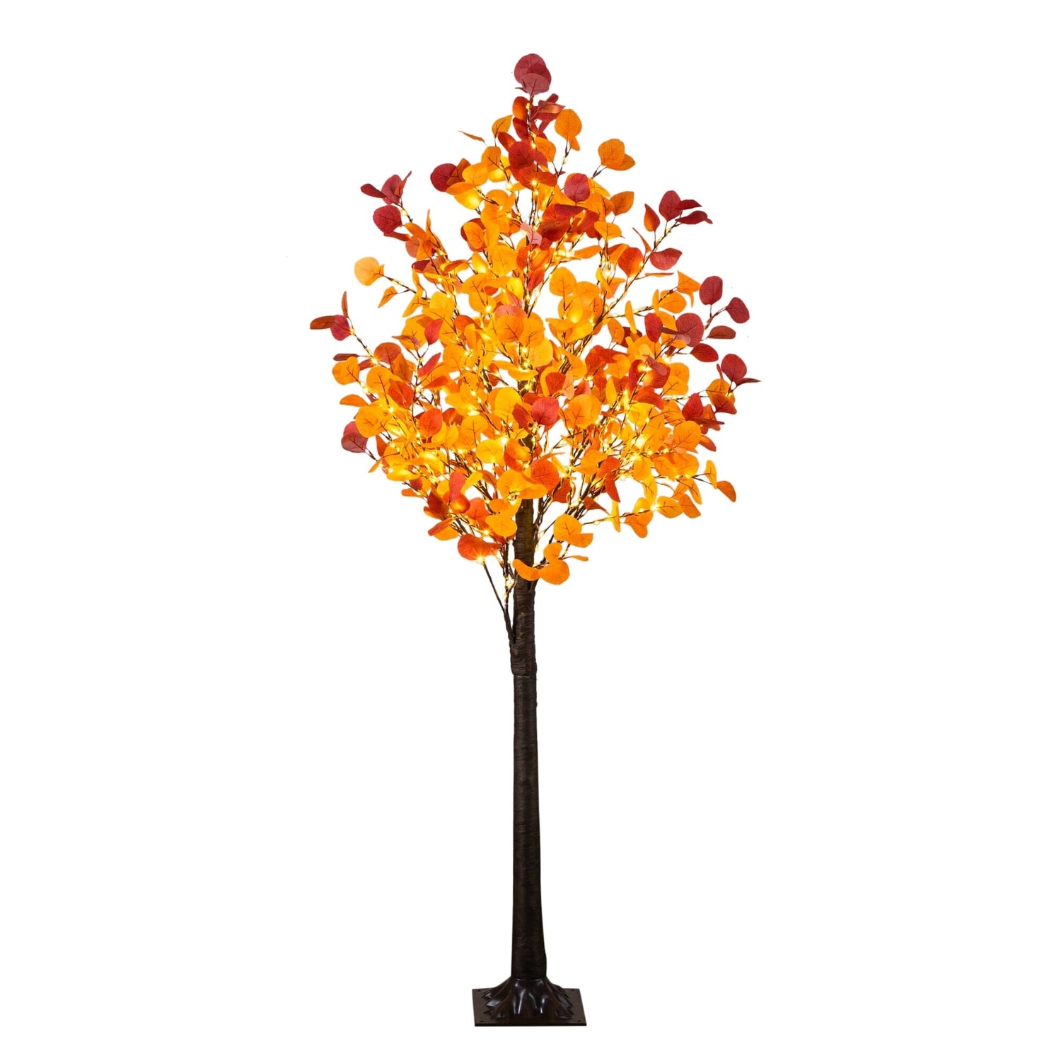 6' Pre-Lit Bright Autumn Eucalyptus Artificial Fall Tree with 420 Warm White LED Lights