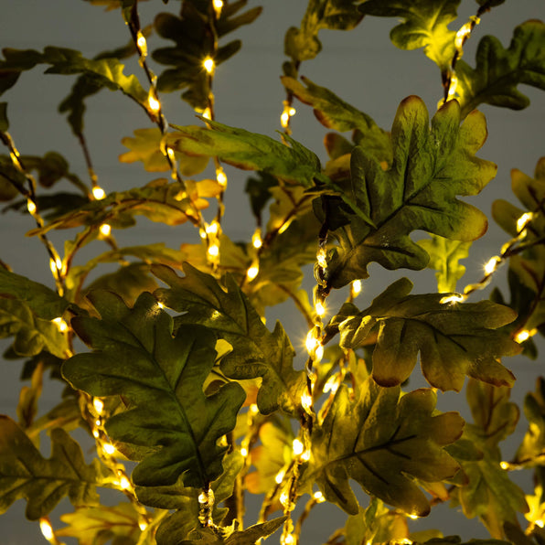 6' Pre-Lit Green Autumn Oak Artificial Fall Tree with 250 Warm White LED Lights