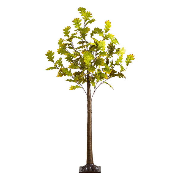 6' Pre-Lit Green Autumn Oak Artificial Fall Tree with 250 Warm White LED Lights