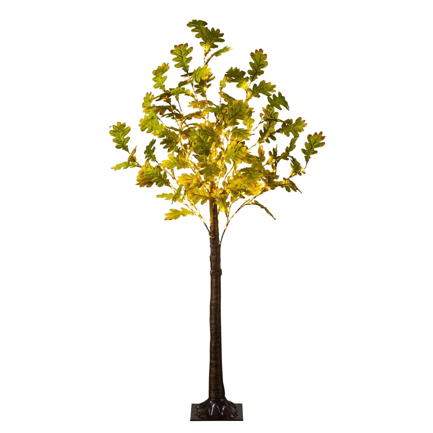 6' Pre-Lit Green Autumn Oak Artificial Fall Tree with 250 Warm White LED Lights