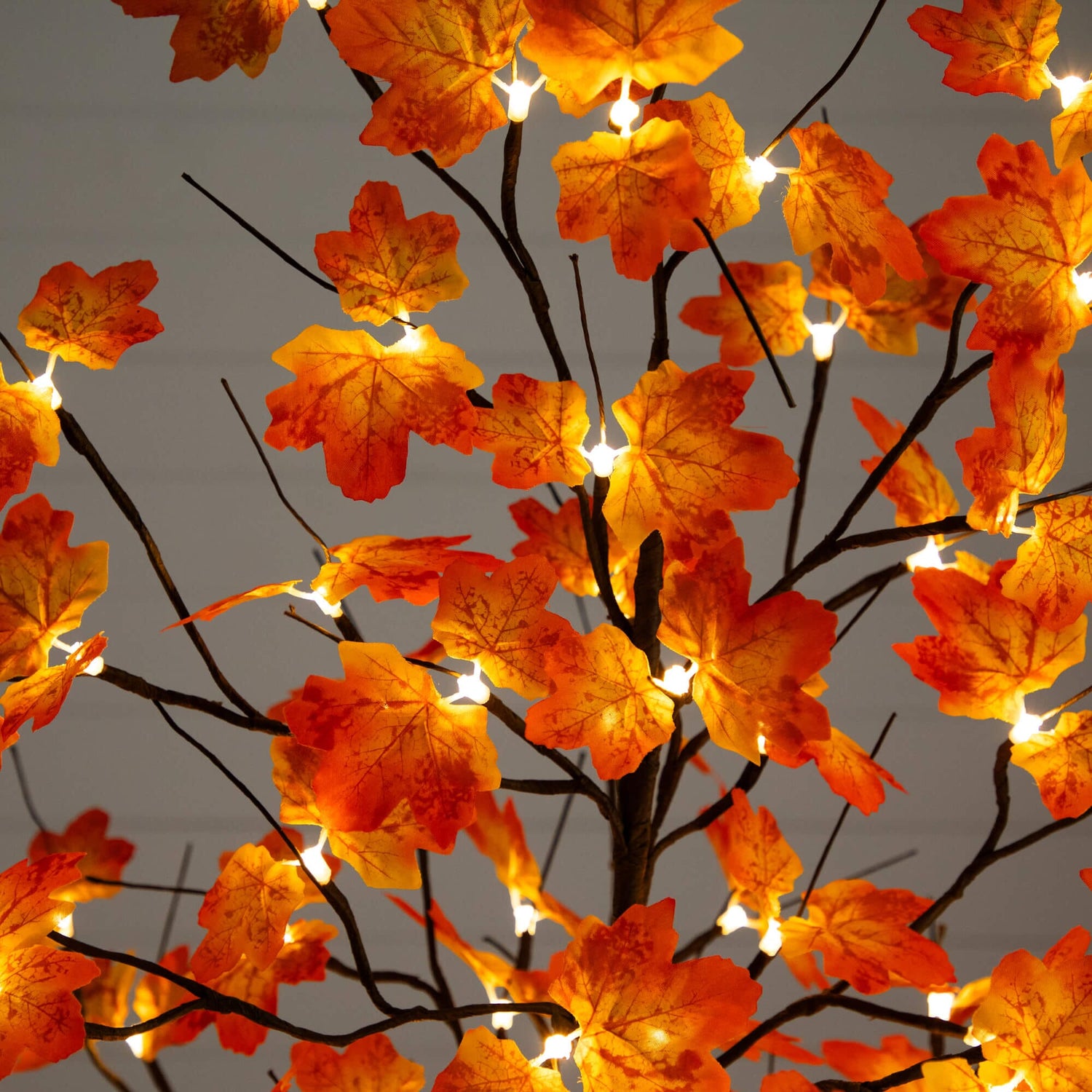 6' Pre-Lit Minimalist Autumn Maple Artificial Fall Tree with 120 Warm White LED Lights