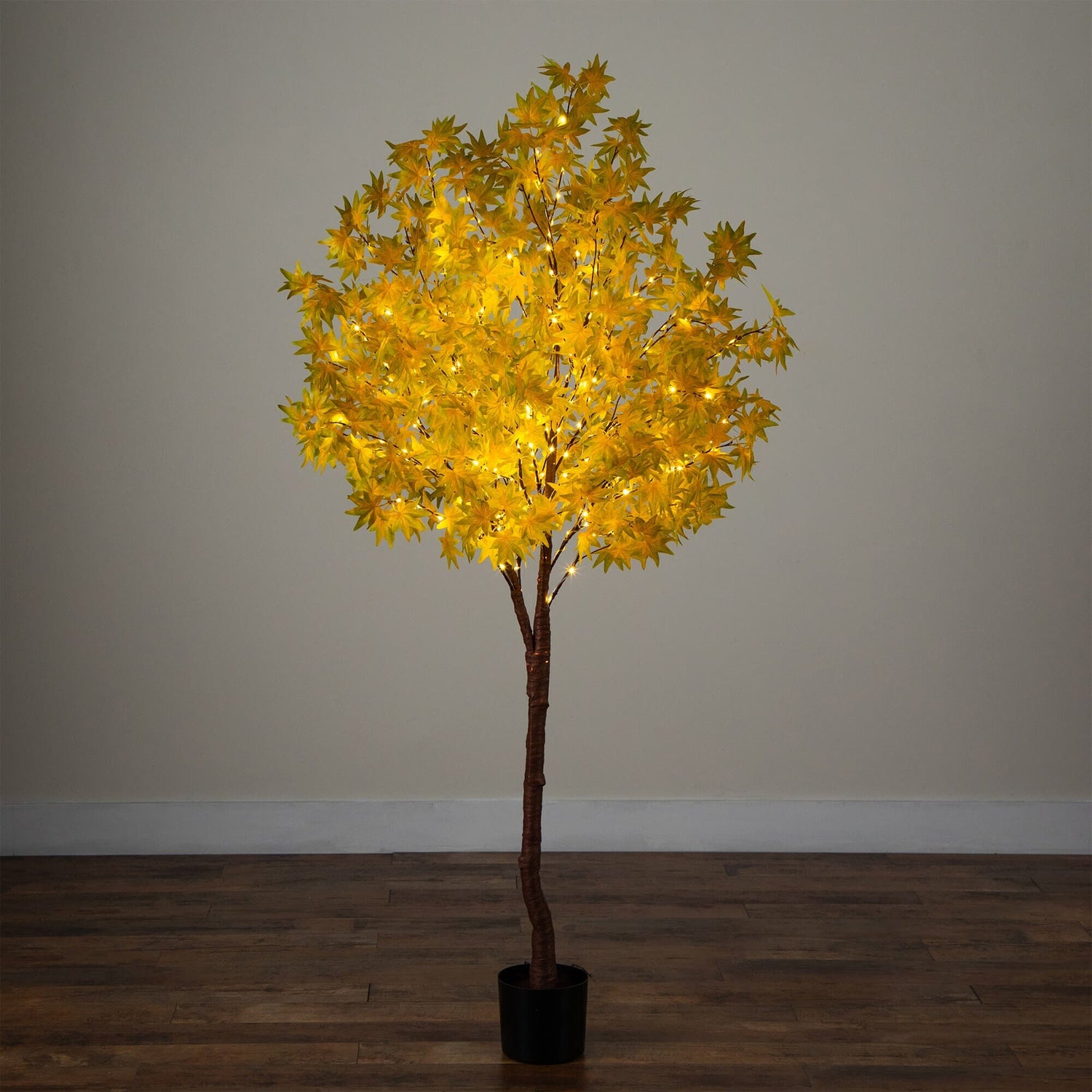 6' Pre-Lit Yellow Autumn Maple Artifical Fall Tree with 350 Warm White LED Lights