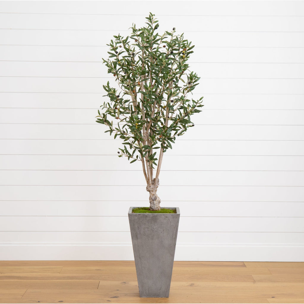artificial olive plant arrangement in pot 6’ Olive Tree in Stone Planter