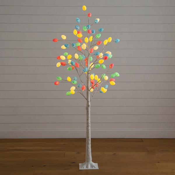 6' Pre-Lit Artificial Easter Twig Tree with 96 Egg Shaped LED Ornaments