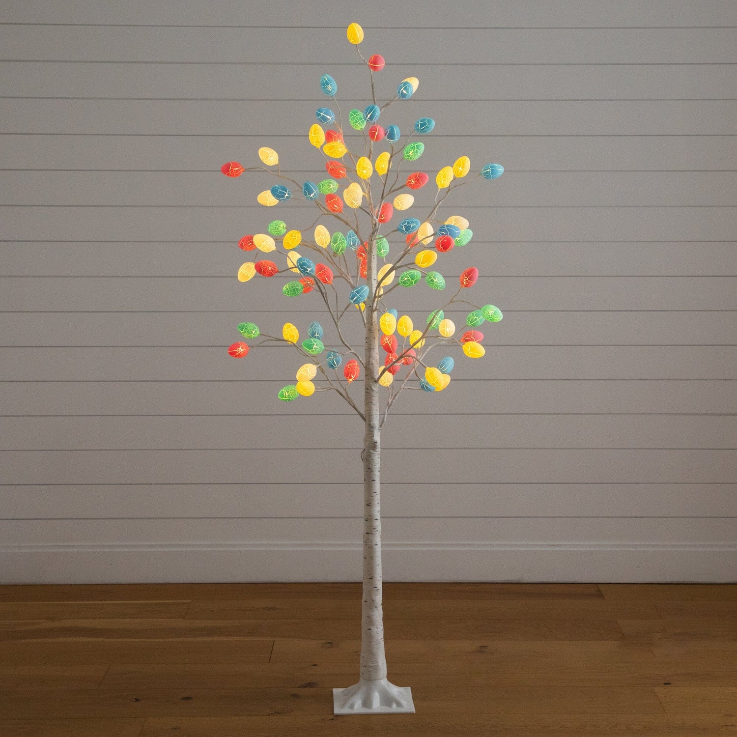 6' Pre-Lit Artificial Easter Twig Tree with 96 Egg Shaped LED Ornaments