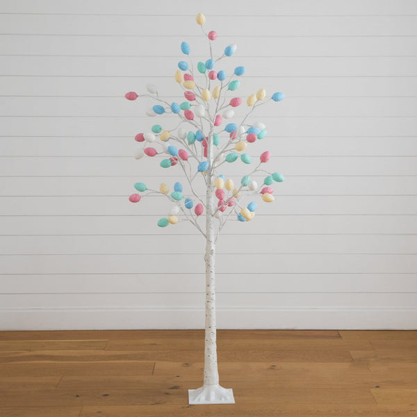 6' Pre-Lit Artificial Easter Twig Tree with 96 Egg Shaped LED Ornaments