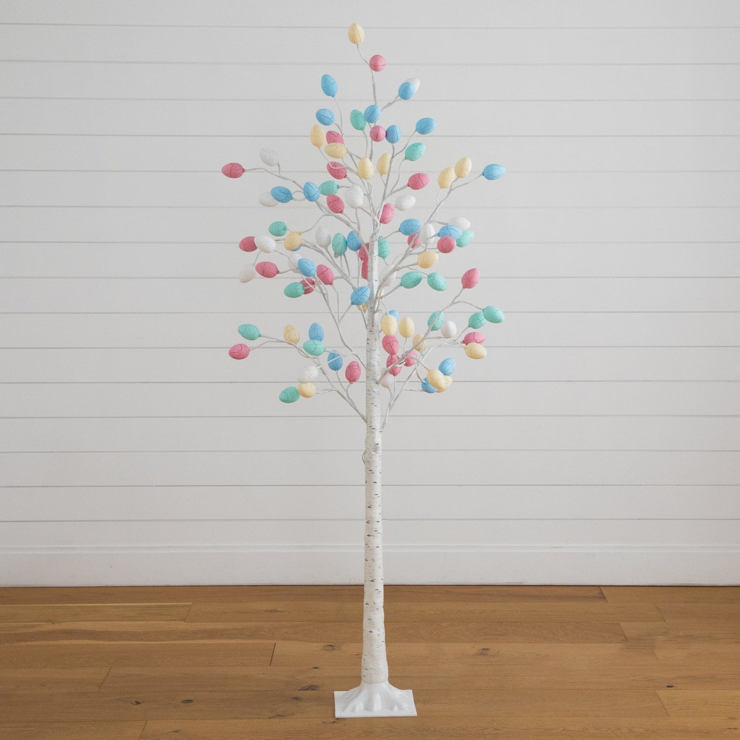 6' Pre-Lit Artificial Easter Twig Tree with 96 Egg Shaped LED Ornaments