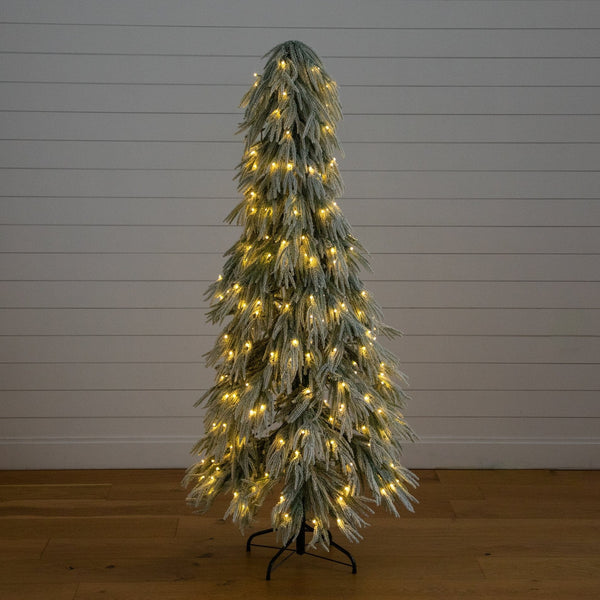 6’ Pre-Lit Artificial Flocked Down Swept Christmas Tree with 240 Warm White LED Lights