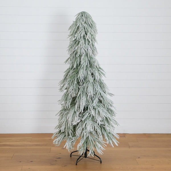 6’ Pre-Lit Artificial Flocked Down Swept Christmas Tree with 240 Warm White LED Lights