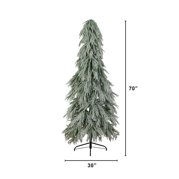 6’ Pre-Lit Artificial Flocked Down Swept Christmas Tree with 240 Warm White LED Lights