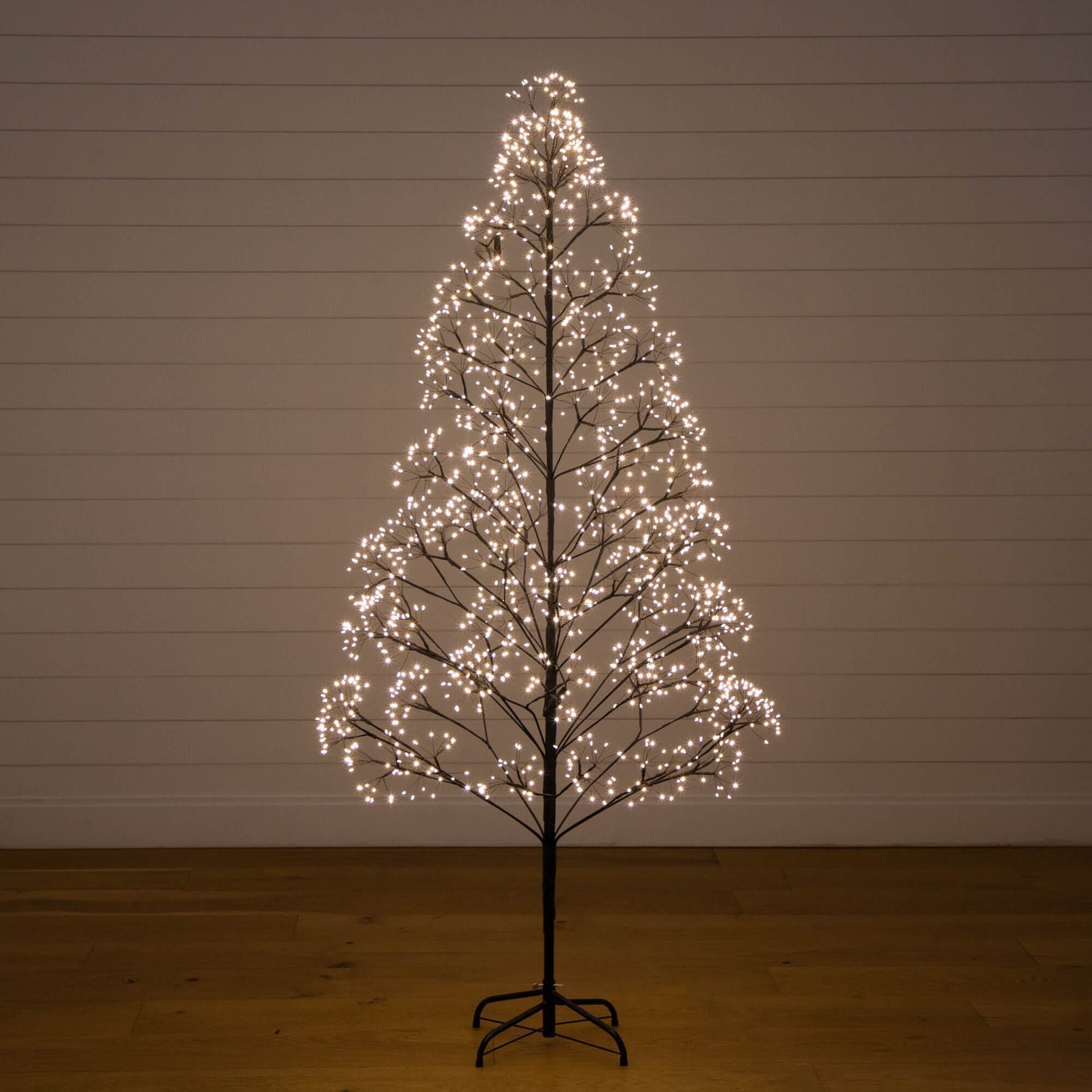 6' Pre-Lit Artificial Halloween Black Starburst Tree with 1680 Fairy Warm White LED Lights
