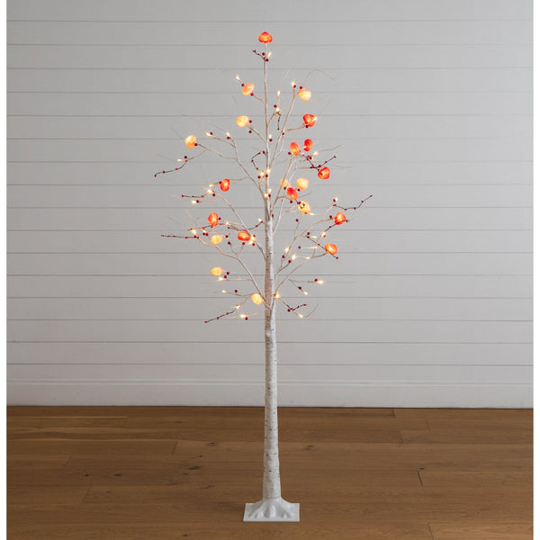 6' Pre-Lit Artificial Valentine's Day Twig Tree with 96 Heart Shaped LED Lights and Red Berries