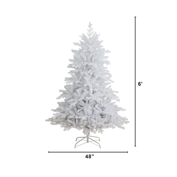 6’ Pre-Lit Artificial White California Spruce Christmas Tree with 290 Color Changing LED Lights