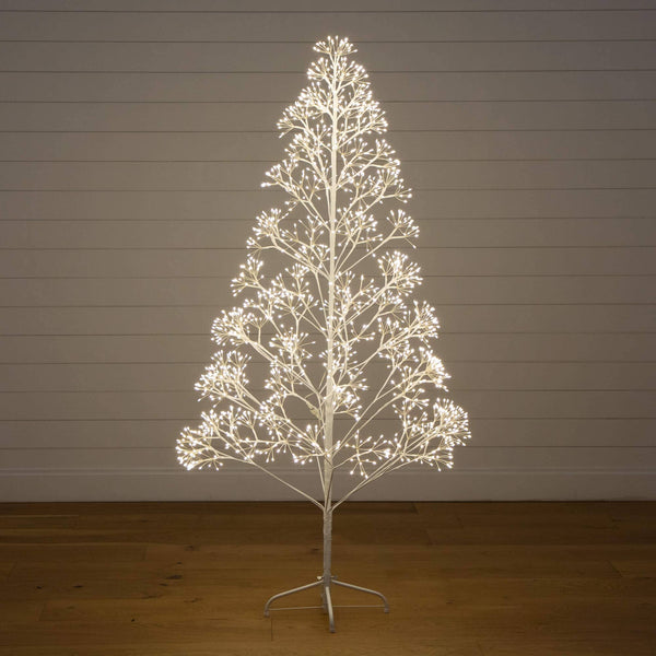 6' Pre-Lit Artificial White Starburst Tree with 1680 Fairy Warm White LED Lights