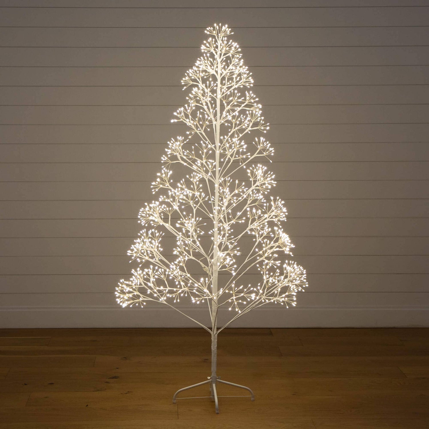 6' Pre-Lit Artificial White Starburst Tree with 1680 Fairy Warm White LED Lights