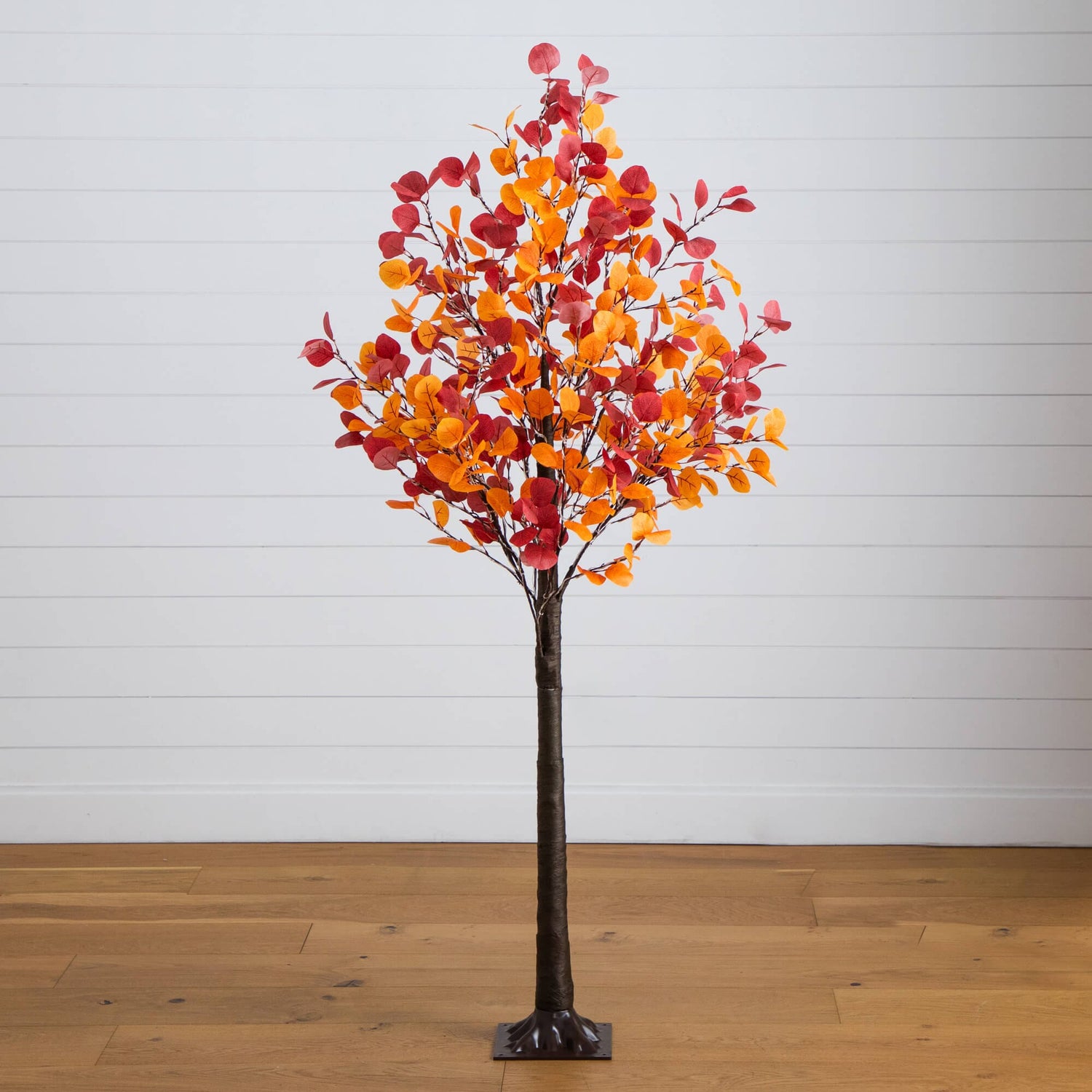 6' Pre-Lit Bright Autumn Eucalyptus Artificial Fall Tree with 420 Warm White LED Lights