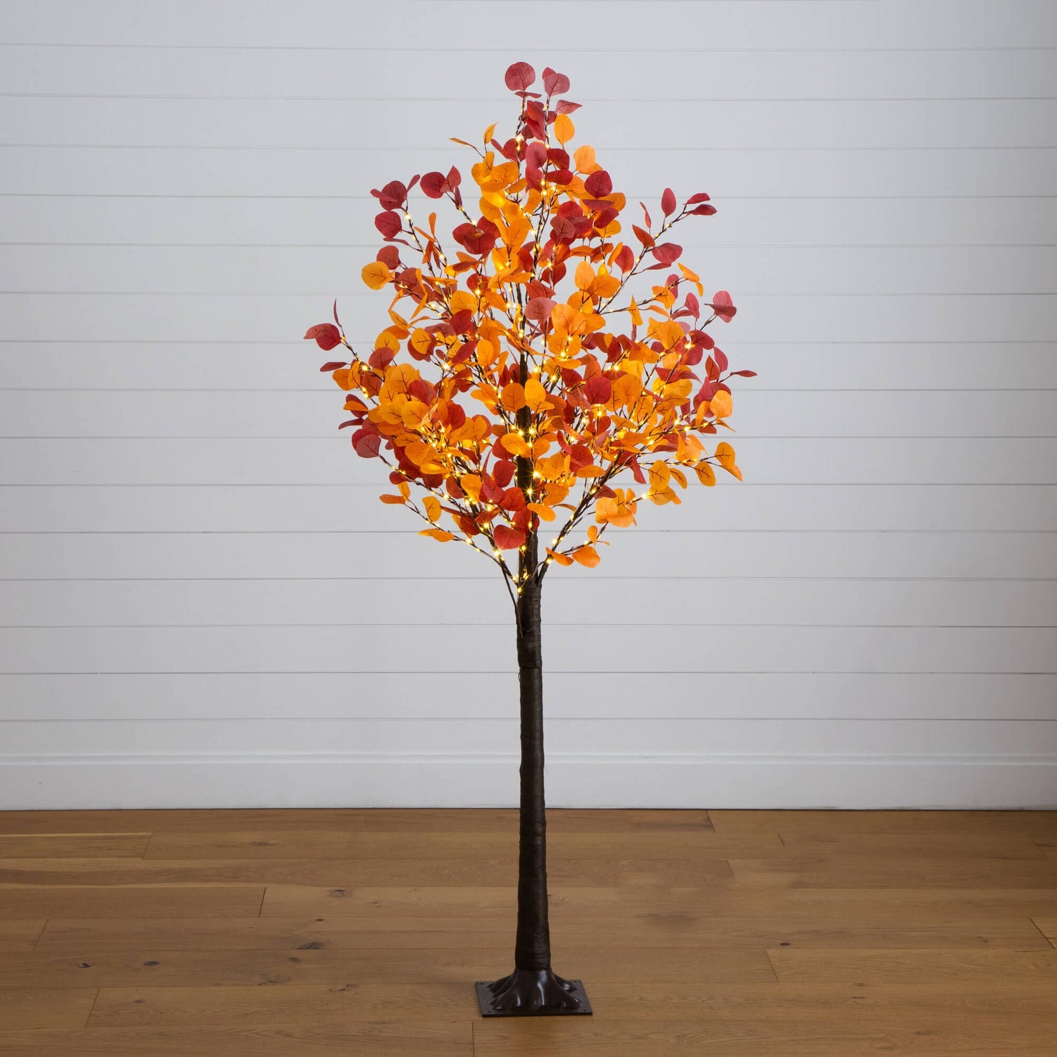 6' Pre-Lit Bright Autumn Eucalyptus Artificial Fall Tree with 420 Warm White LED Lights