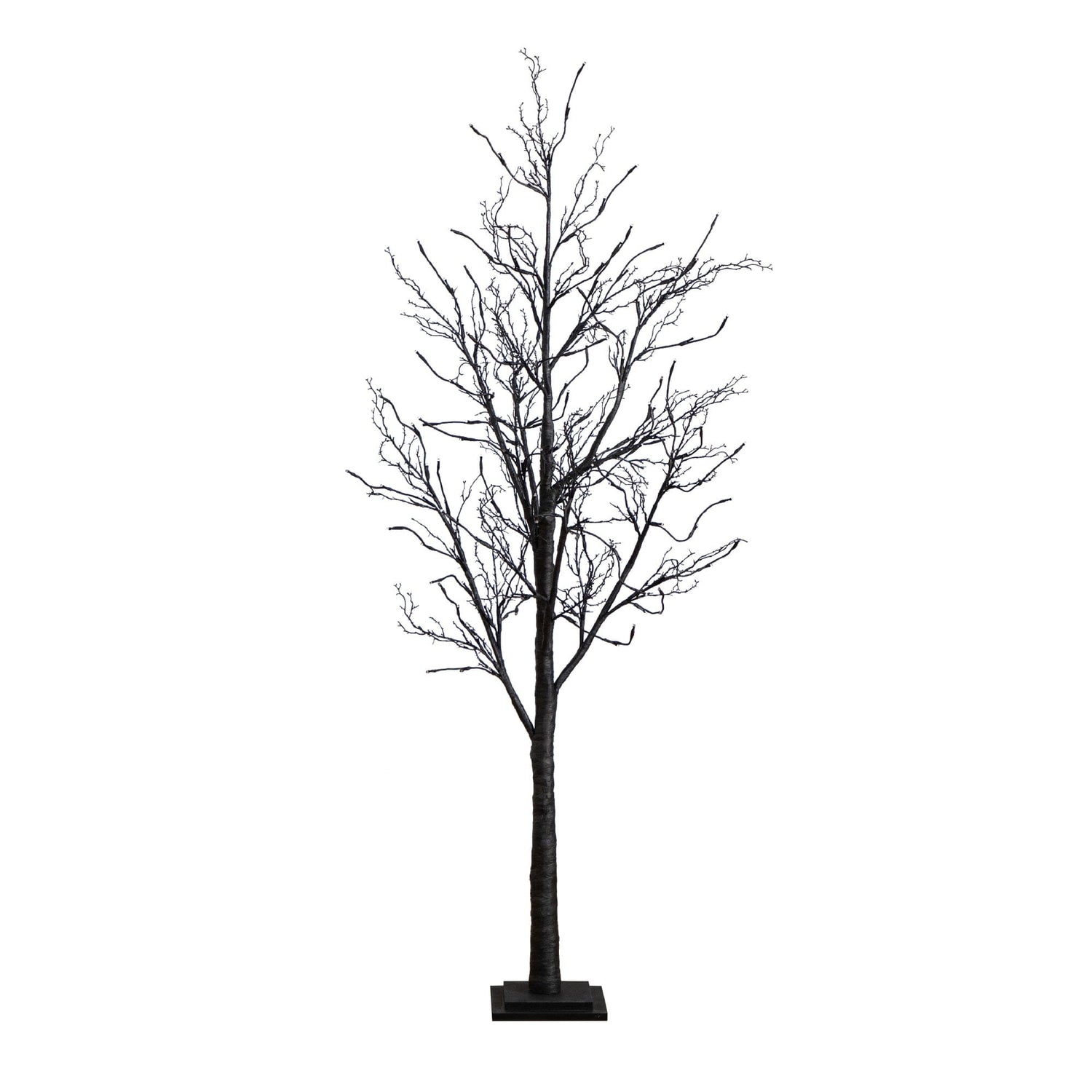 6’ Pre-Lit Halloween Black Twig Artificial Tree with 300 Orange & Purple LED Lights