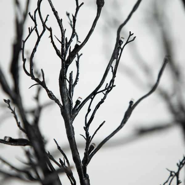 6’ Pre-Lit Halloween Black Twig Artificial Tree with 300 Orange & Purple LED Lights