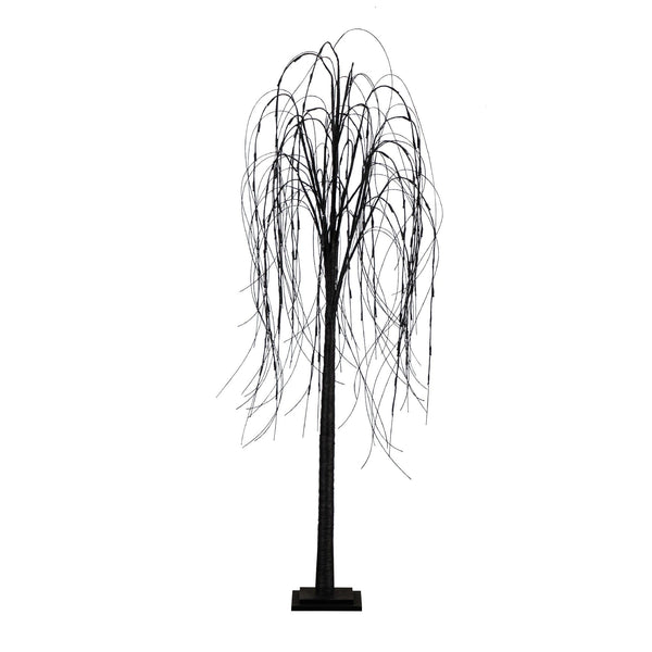 6’ Pre-Lit Halloween Black Willow Artificial Tree with 160 Orange & Purple LED Lights