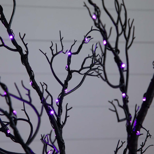 6’ Pre-Lit Halloween Minimalist Twig Artificial Fall Tree with 320 Orange & Purple LED Lights