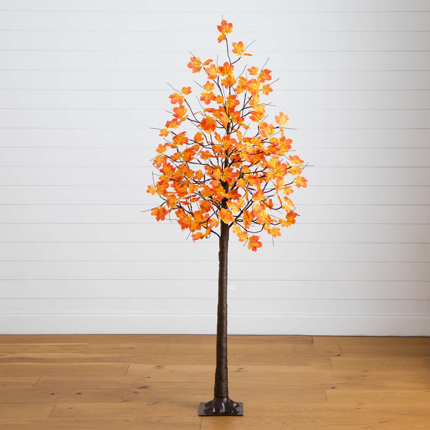 6' Pre-Lit Minimalist Autumn Maple Artificial Fall Tree with 120 Warm White LED Lights