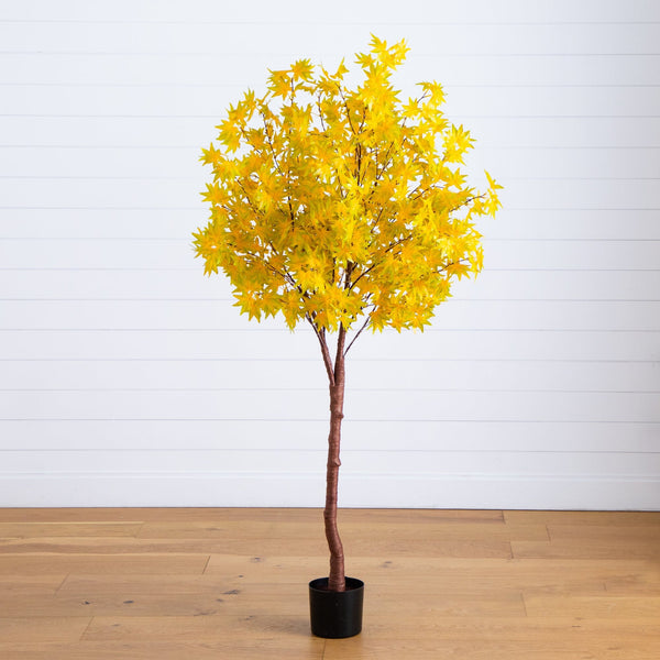 6' Pre-Lit Yellow Autumn Maple Artifical Fall Tree with 350 Warm White LED Lights