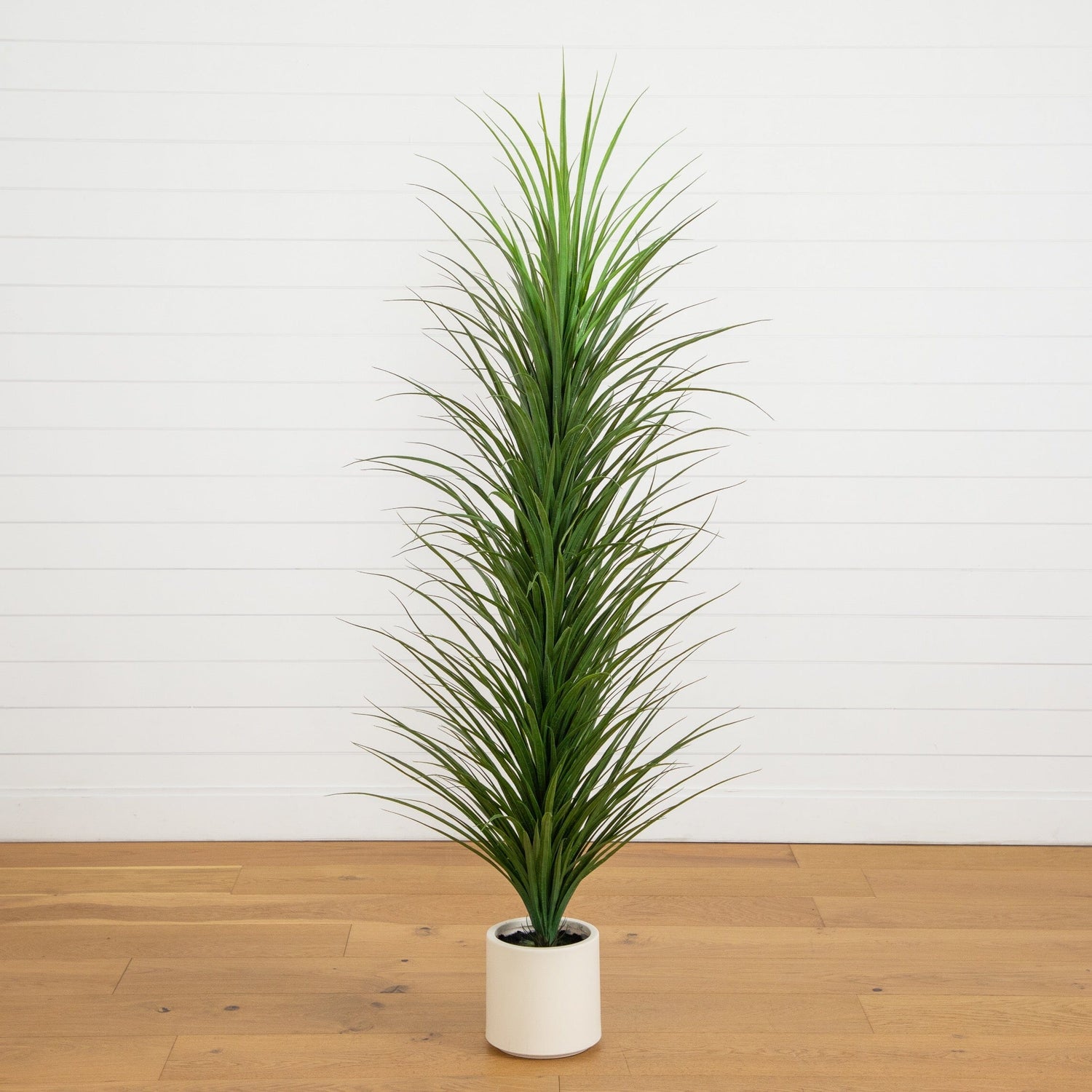 artificial grass plant in white pot 6' UV Resistant Artificial Grass Plant in White Decorative Planter (In – Nearly Natural