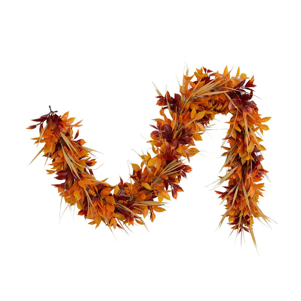 6' UV Resistant Autumn Artificial Fall Foliage Garland (Indoor/Outdoor)
