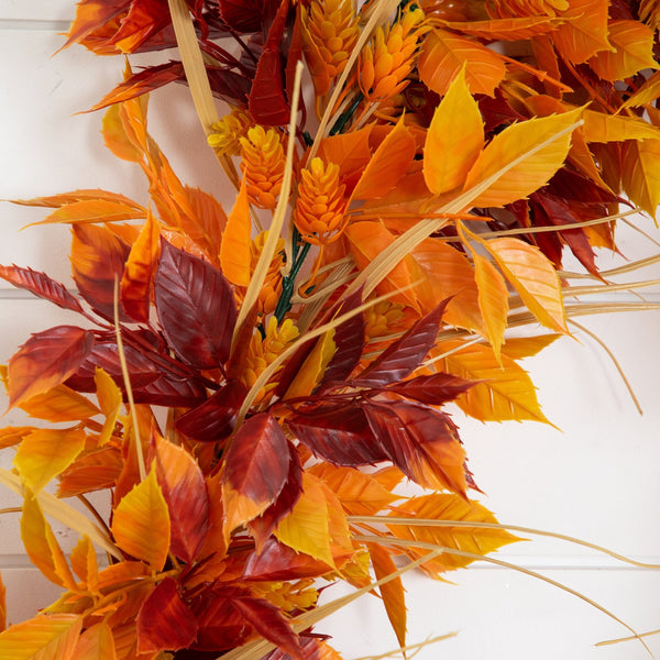 6' UV Resistant Autumn Artificial Fall Foliage Garland (Indoor/Outdoor)
