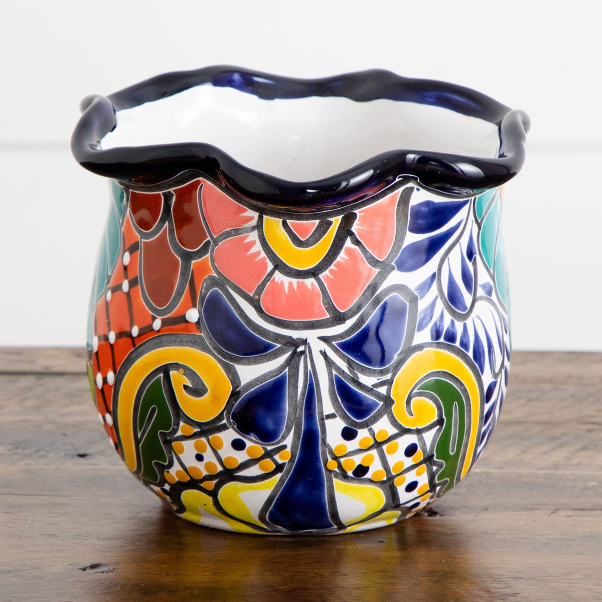 ceramic plant pots Nearly Natural 6in. x 7in. Handmade Mexican Talavera Ceramic Planter