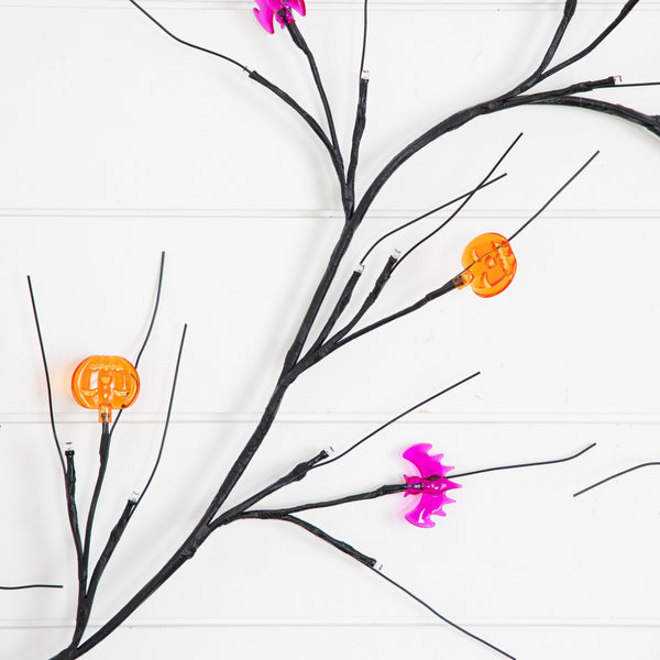 6.5’ Artificial Halloween Twig Garland with 57 Orange and Purple LED Lights