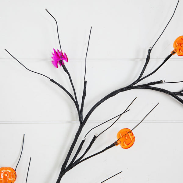 6.5’ Artificial Halloween Twig Garland with 57 Orange and Purple LED Lights