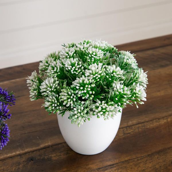 6.5” Artificial Mixed Grass Plant in White Planter - Set of 3