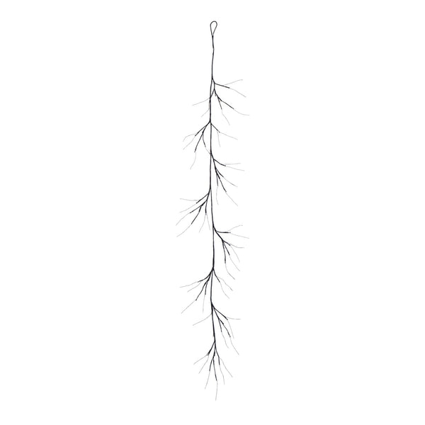 6.5' Pre-Lit Artificial Halloween Black Twig Garland with 48 Purple LED Lights