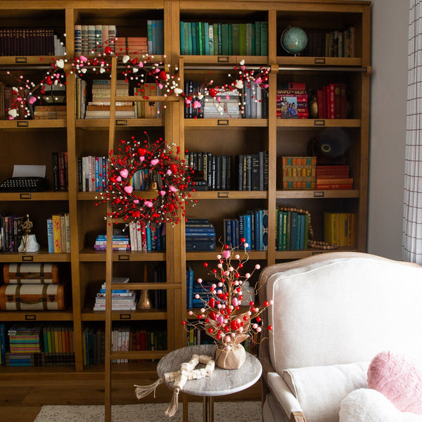 6' Artificial Valentine's Day Heart & Berry Twig Garland