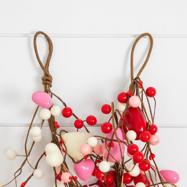 6' Artificial Valentine's Day Heart & Berry Twig Garland