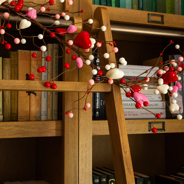 6' Artificial Valentine's Day Heart & Berry Twig Garland